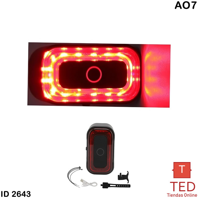 LUZ TRASERA INTELIGENTE PARA BICICLETA , 16 LED, carga USB, sensor de freno, MTB A07 ID2643