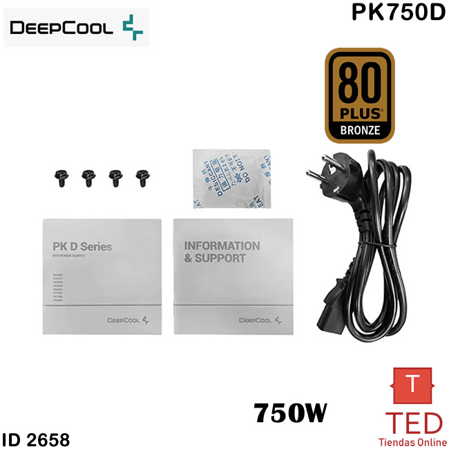 FUENTE DE PODER 80PLUS 750W BRONZE DEEPCOOL PK750D ID2658 - Imagen 2