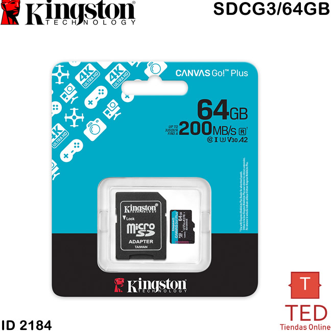 MEMORIA MICRO SD CANVAS GOPLUS 64GB KINGSTON 200MB/S SDCG3/64GB ID2184