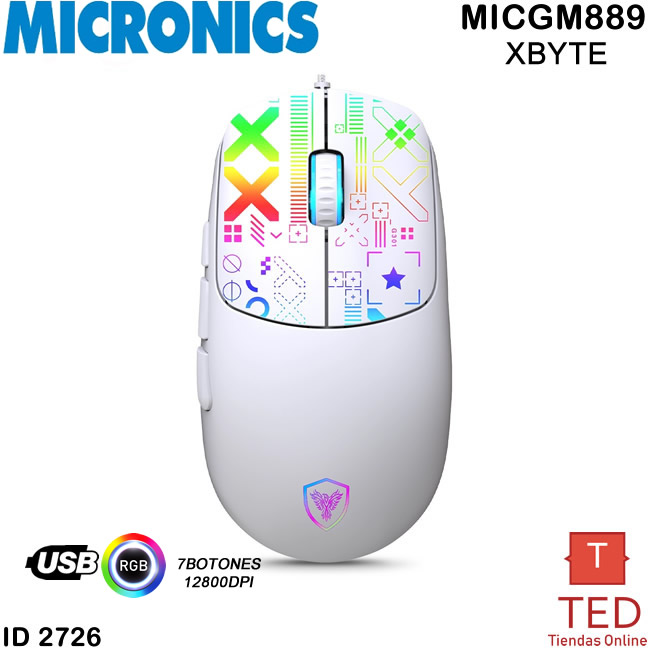 X-BYTE  MOUSE GAMER USB RGB 7B 12800DPI MICRONICS MICGM889 ID2726