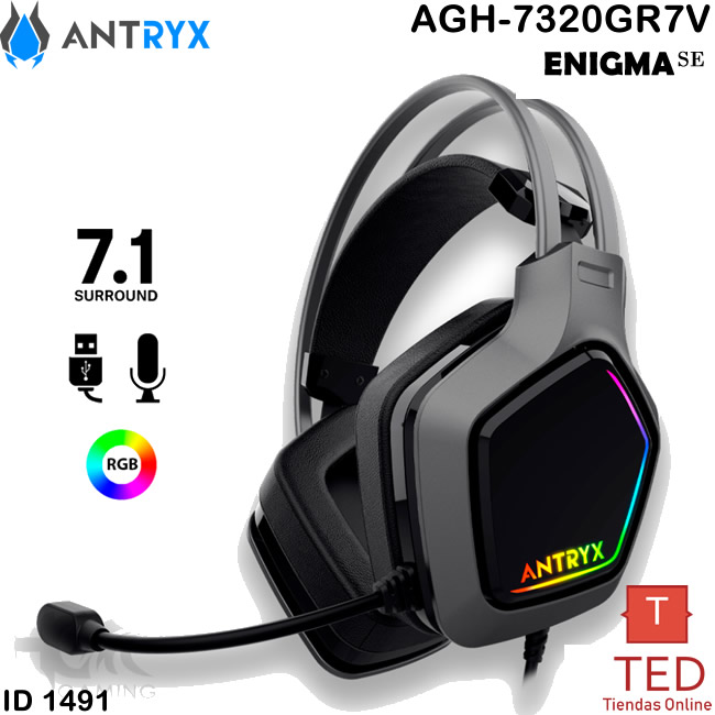AUDIFONO MICROFONO CHROME STORM ENIGMA 7.1 VIBRADOR USB RGB ANTRYX AGH-7320GR7V ID1491