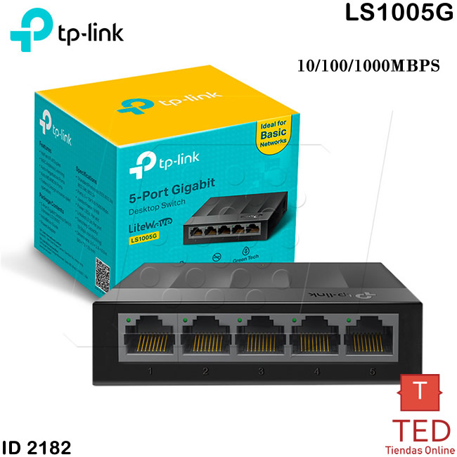 SWITCH TPLINK GIGABIT 5 PUERTOS 10/100/1000mbps PLASTICO  TLSG1005G ID2182