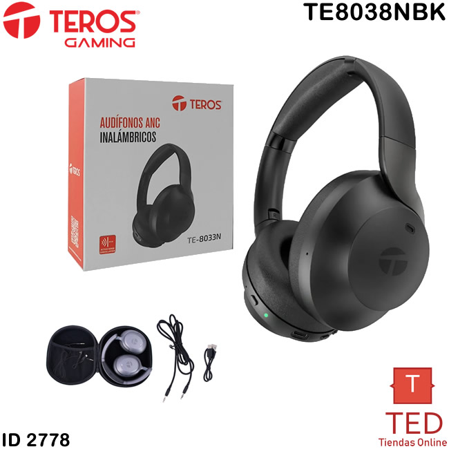 AUDIFONO WIFI TITANIUM TEROS MICROFONO CANCELACION DE RUIDO TE8038NBK ID2778