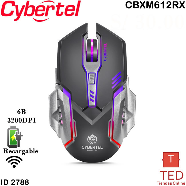 EXXPERT   MOUSE WIFI GAMER RECARGABLE 6B 3200DPI CYBERTEL CBXM612RX ID2788