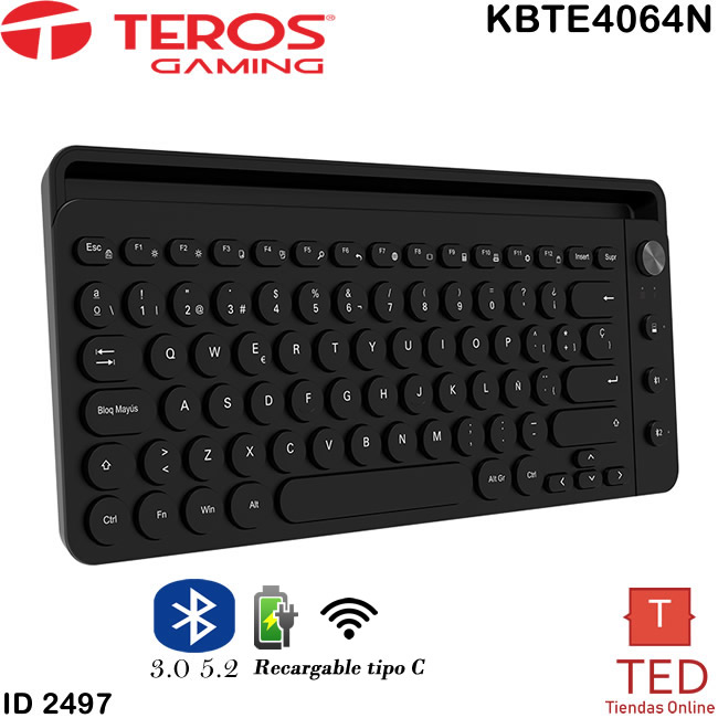 TECLADO  BT+wifi ,80 Teclas,2.4Ghz + Bt 3.0 + Bt 5.2 recargable KBTE4064N ID2497