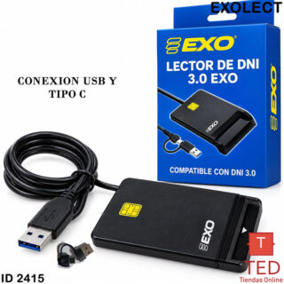 LECTOR DE DNI ELECTRONICO 3.0 EXO CARD USB Y TIPO C DIGITAL LECSMART ID2415