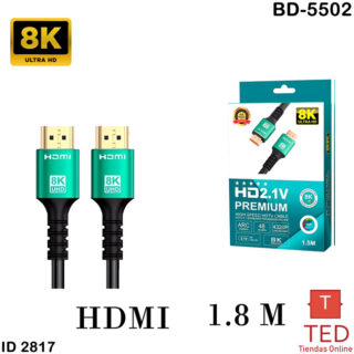 CABLE HDMI 19/MM+2 CORE V2.2 8K 1.8MT PVC  BD5502 ID2817