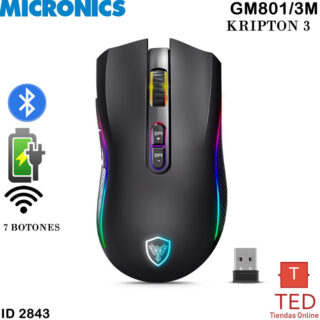 KRIPTON 3 BLACK   MOUSE GAMER BT WIFI RECARGABLE RGB 4800DPI 7 GM801/3M ID2843