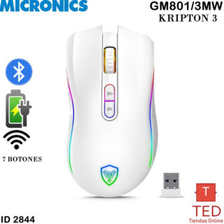 KRIPTON 3 WHITE  MOUSE GAMER BT WIFI RECARGABLE RGB 4800DPI 7 GM801/3MW ID2844